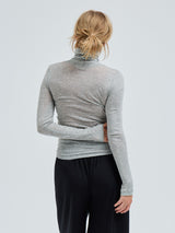 Seamless Basic Nouveau | Bomuld Rullekravebluse Gråmelange