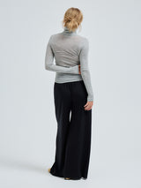 Seamless Basic Nouveau | Bomuld Rullekravebluse Gråmelange