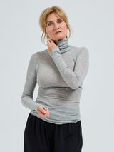 Seamless Basic Nouveau | Bomuld Rullekravebluse Gråmelange