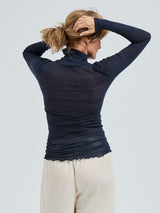 Seamless Basic Nouveau | Bomuld Rullekravebluse Midnight