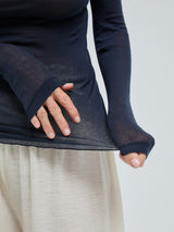 Seamless Basic Nouveau | Bomuld Rullekravebluse Midnight