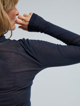 Seamless Basic Nouveau | Bomuld Rullekravebluse Midnight