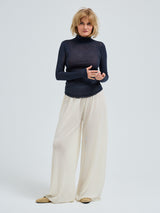 Seamless Basic Nouveau | Bomuld Rullekravebluse Midnight