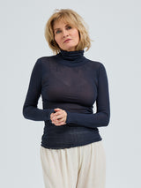 Seamless Basic Nouveau | Bomuld Rullekravebluse Midnight