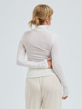 Seamless Basic Nouveau | Bomuld Rullekravebluse Off-white