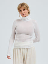 Seamless Basic Nouveau | Bomuld Rullekravebluse Off-white