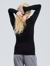 Seamless Basic Retro V-neck | Økologisk bomuld L/S T-Shirt Sort