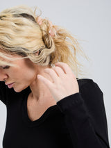 Seamless Basic Retro V-neck | Økologisk bomuld L/S T-Shirt Sort