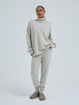 Seamless Basic Roll Neck Jumper | Uld Cashmere Rullekravebluse Ecru Melange