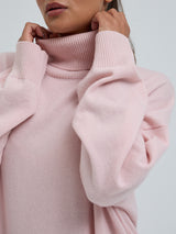 Seamless Basic Roll Neck Jumper | Uld Cashmere Rullekravebluse Powder Pink