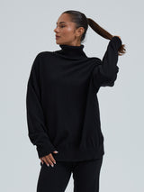Seamless Basic Roll Neck Jumper | Uld Cashmere Rullekravebluse Sort