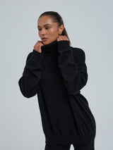 Seamless Basic Roll Neck Jumper | Uld Cashmere Rullekravebluse Sort