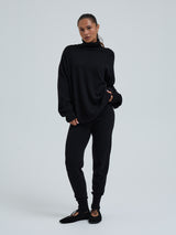 Seamless Basic Roll Neck Jumper | Uld Cashmere Rullekravebluse Sort