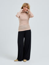 Seamless Basic Sheer Roll Neck | Silke Rullekravebluse Rosa Beige