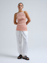 Seamless Basic Silky Daze | Silke Stroptop Dark sand/Burnt orange