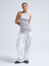 Seamless Basic Silky Daze | Silke Stroptop Dark sand/Light blue