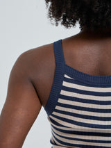 Seamless Basic Silky Daze | Silke Stroptop Navy/beige