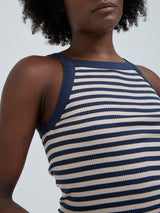 Seamless Basic Silky Daze | Silke Stroptop Navy/beige