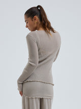 Seamless Basic Woolen Cardigan | Merinould Cardigan Beige