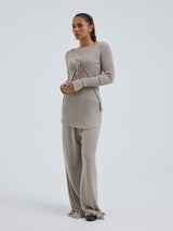 Seamless Basic Woolen Cardigan | Merinould Cardigan Beige