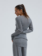 Seamless Basic Woolen Cardigan | Merinould Cardigan Gråmelange
