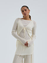 Seamless Basic Woolen Cardigan | Merinould Cardigan Off-white