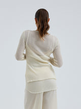 Seamless Basic Woolen Cardigan | Merinould Cardigan Off-white