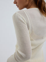 Seamless Basic Woolen Cardigan | Merinould Cardigan Off-white