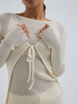 Seamless Basic Woolen Cardigan | Merinould Cardigan Off-white