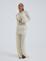Seamless Basic Woolen Cardigan | Merinould Cardigan Off-white