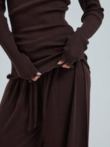 Seamless Basic Woolen Classic Blouse | Merinould L/S T-Shirt Dark Brown