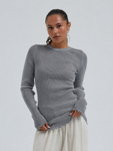 Seamless Basic Woolen Classic Blouse | Merinould L/S T-Shirt Gråmelange