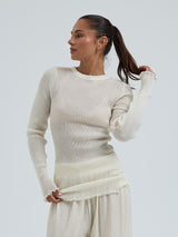 Seamless Basic Woolen Classic Blouse | Merinould L/S T-Shirt Off-white