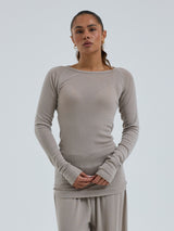 Seamless Basic Woolen Jade | Merinould L/S T-Shirt Beige