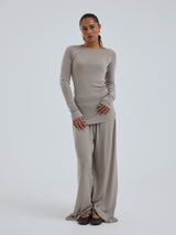 Seamless Basic Woolen Jade | Merinould L/S T-Shirt Beige