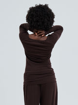 Seamless Basic Woolen Jade | Merinould L/S T-Shirt Dark Brown