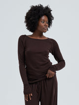 Seamless Basic Woolen Jade | Merinould L/S T-Shirt Dark Brown