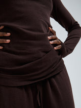 Seamless Basic Woolen Jade | Merinould L/S T-Shirt Dark Brown
