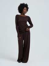 Seamless Basic Woolen Jade | Merinould L/S T-Shirt Dark Brown