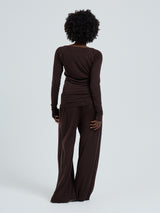 Seamless Basic Woolen Jade | Merinould L/S T-Shirt Dark Brown