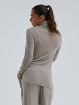 Seamless Basic Woolen Lola | Merinould Rullekravebluse Beige