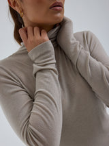Seamless Basic Woolen Lola | Merinould Rullekravebluse Beige