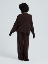 Seamless Basic Woolen Sporty Sweat | Merinould Bluse Dark Brown