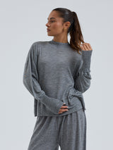 Seamless Basic Woolen Sporty Sweat | Merinould Bluse Gråmelange