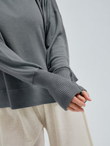 Seamless Basic Woolen Sporty Sweat | Merinould Bluse Gråmelange