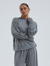 Seamless Basic Woolen Sporty Sweat | Merinould Bluse Gråmelange