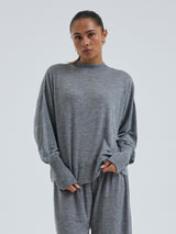 Seamless Basic Woolen Sporty Sweat | Merinould Bluse Gråmelange