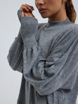 Seamless Basic Woolen Sporty Sweat | Merinould Bluse Gråmelange