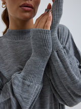 Seamless Basic Woolen Sporty Sweat | Merinould Bluse Gråmelange