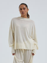 Seamless Basic Woolen Sporty Sweat | Merinould Bluse Off-white